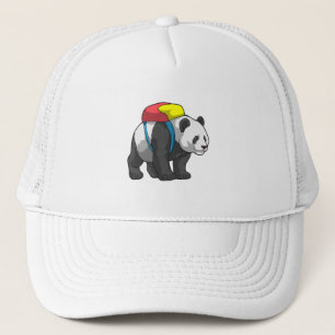 Panda as Hiker with Backpack Trucker Hat
