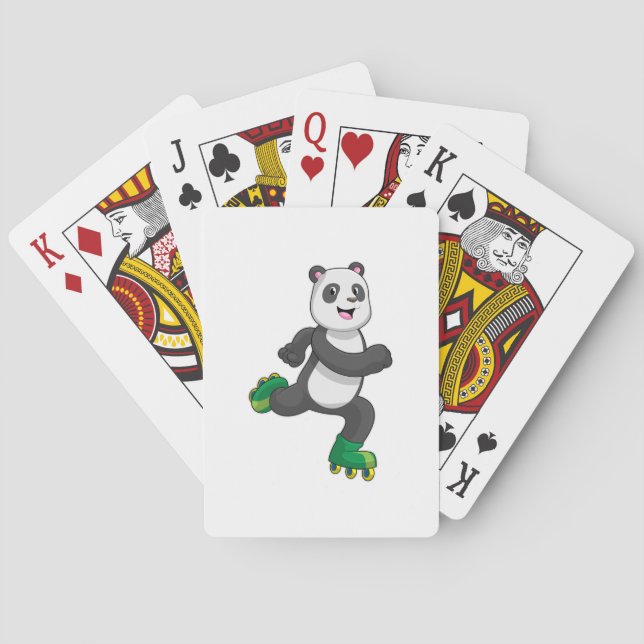 Panda as Inline skater with Roller skates Playing Cards (Back)