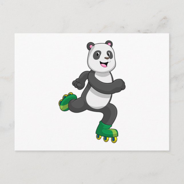 Panda as Inline skater with Roller skates Postcard (Front)