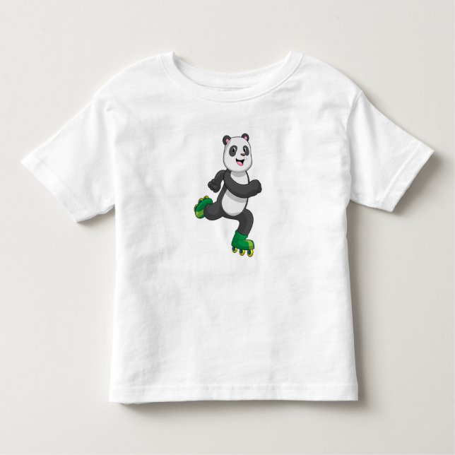 Panda as Inline skater with Roller skates Toddler T-Shirt (Front)