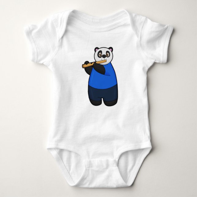 Panda as Musician with Flute Baby Bodysuit (Front)
