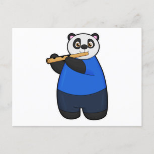 Panda as Musician with Flute Postcard