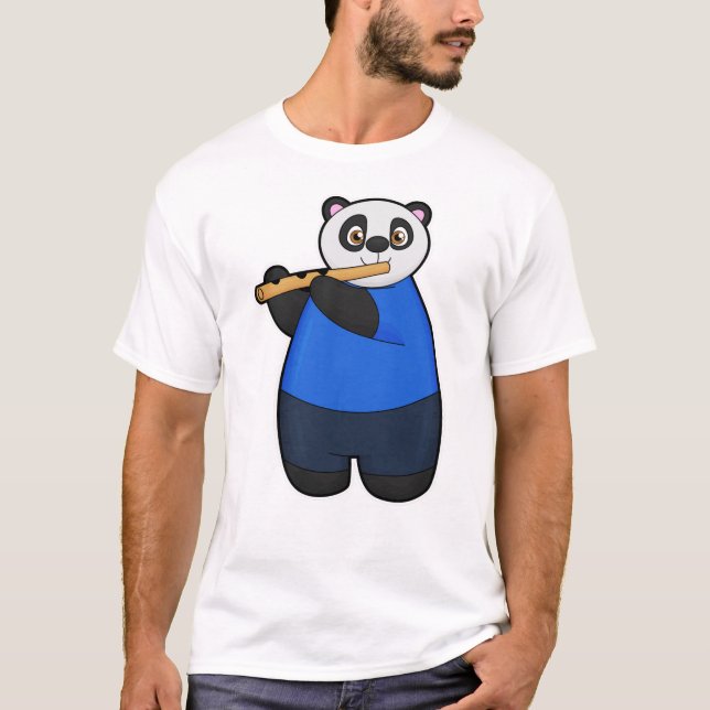 Panda as Musician with Flute T-Shirt (Front)