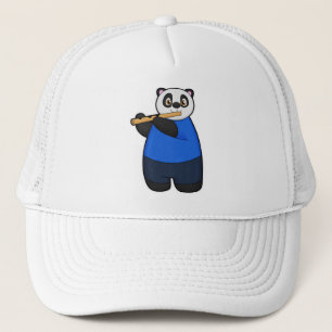 Panda as Musician with Flute Trucker Hat