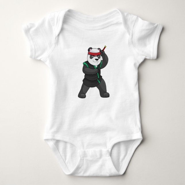 Panda as Ninja in Costume Baby Bodysuit (Front)