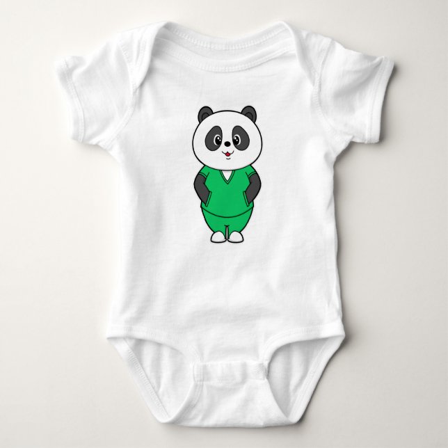 Panda as Nurse with Smock Baby Bodysuit (Front)