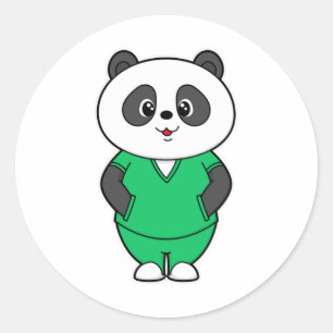 Panda as Nurse with Smock Classic Round Sticker