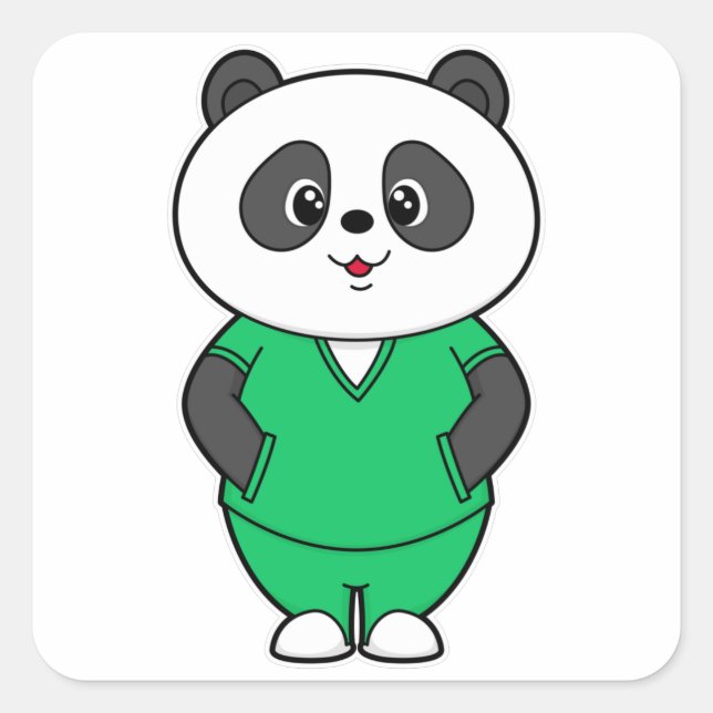 Panda as Nurse with Smock Square Sticker (Front)