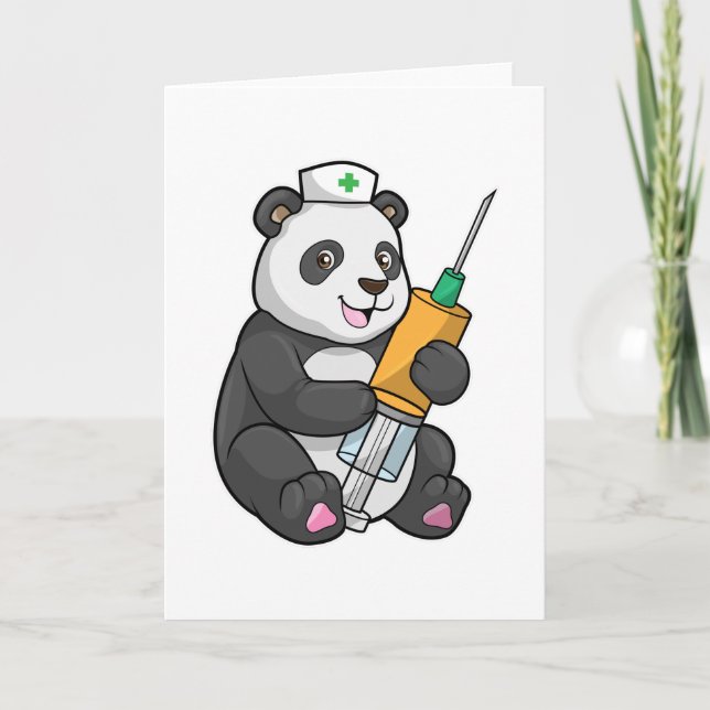 Panda as Nurse with Syringe Card (Front)
