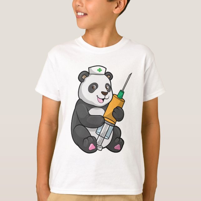 Panda as Nurse with Syringe T-Shirt (Front)
