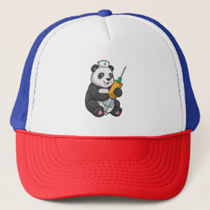 Panda as Nurse with Syringe Trucker Hat