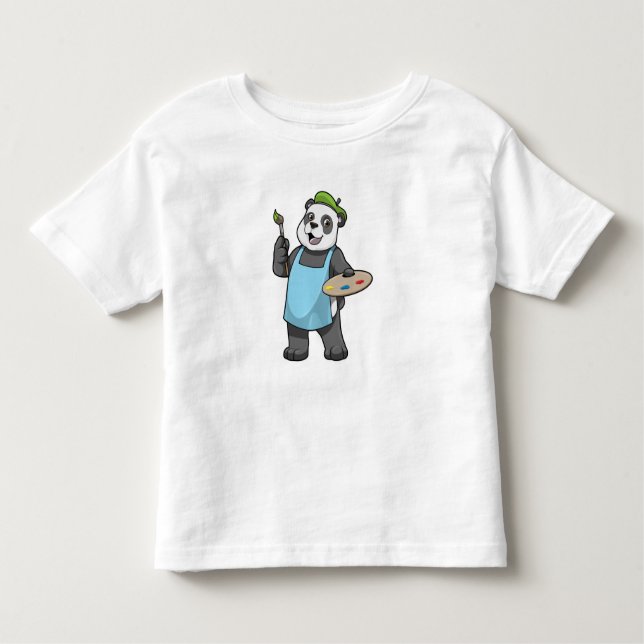 Panda as Painter with Brush & Color Toddler T-Shirt (Front)