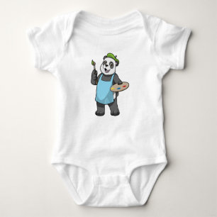 Panda as Painter with Brush & Colour Baby Bodysuit