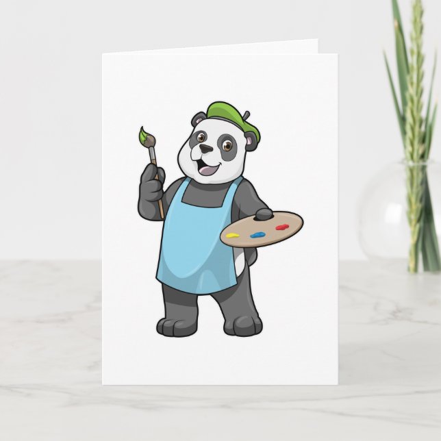 Panda as Painter with Brush & Colour Card (Front)