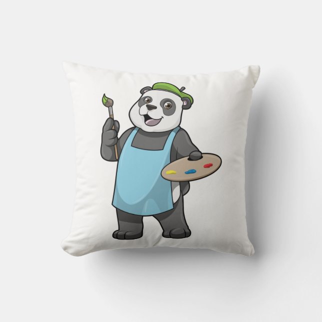 Panda as Painter with Brush & Colour Cushion (Front)