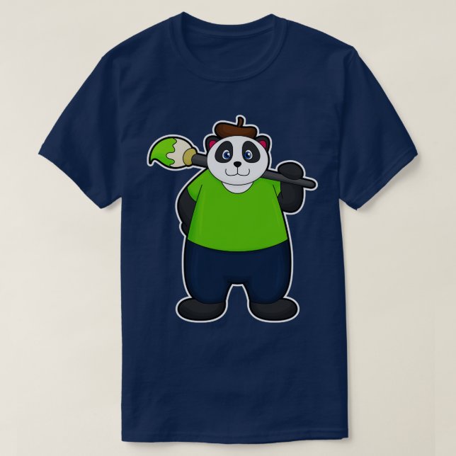Panda as Painter with Paintbrush T-Shirt (Design Front)