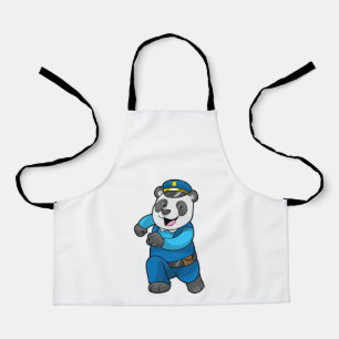 Panda as Police officer with Police hat Apron