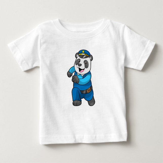 Panda as Police officer with Police hat Baby T-Shirt (Front)
