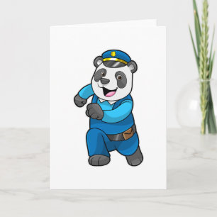 Panda as Police officer with Police hat Card