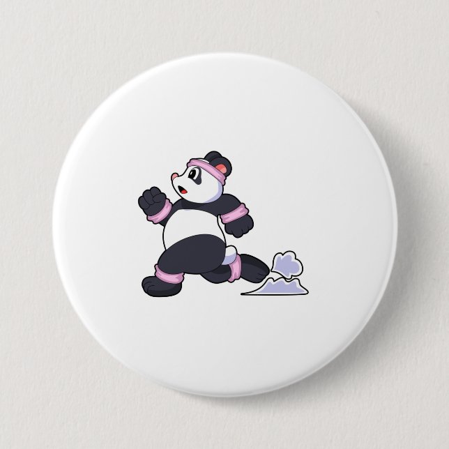 Panda as Runner at Running 7.5 Cm Round Badge (Front)