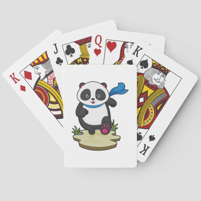 Panda as Runner with Scarf Playing Cards (Back)