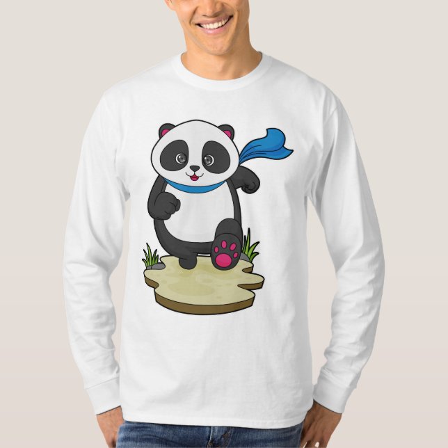 Panda as Runner with Scarf T-Shirt (Front)