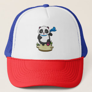 Panda as Runner with Scarf Trucker Hat
