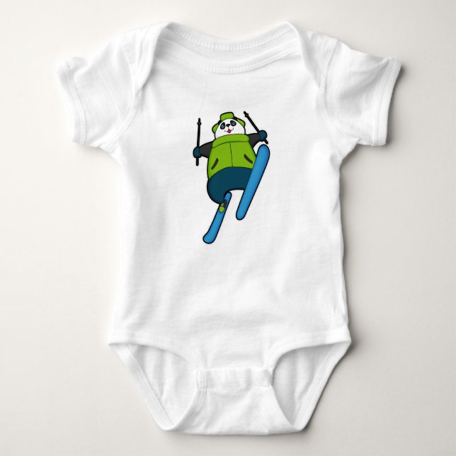 Panda as Ski jumper with Ski Baby Bodysuit (Front)