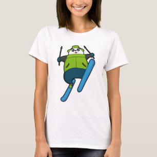 Panda as Ski jumper with Ski T-Shirt