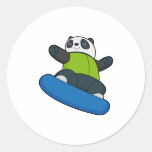 Panda as Snowboarder with Snowboard Classic Round Sticker