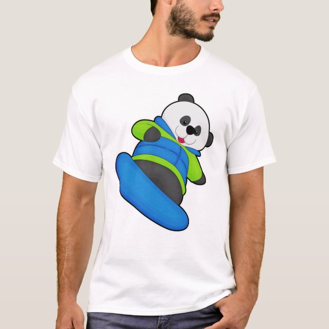Panda as Snowboarder with Snowboard T-Shirt (Front)