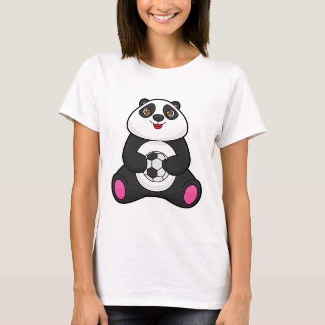 Panda as Soccer player with Soccer ball T-Shirt (Front)