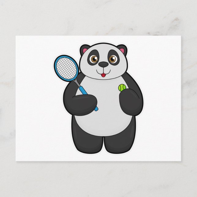 Panda as Tennis player with Tennis racket Postcard (Front)