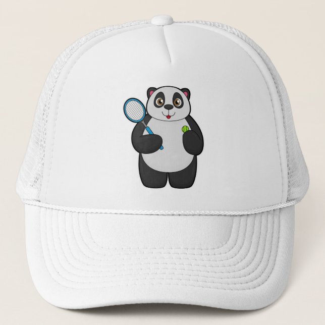 Panda as Tennis player with Tennis racket Trucker Hat (Front)