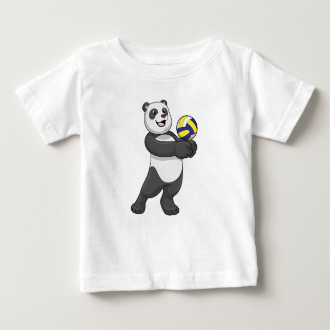 Panda as Volleyball player with Volleyball Baby T-Shirt (Front)