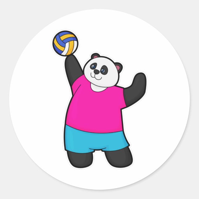 Panda as Volleyball player with Volleyball Classic Round Sticker (Front)