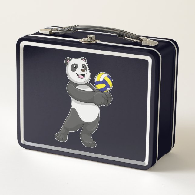 Panda as Volleyball player with Volleyball Metal Lunch Box (Front)