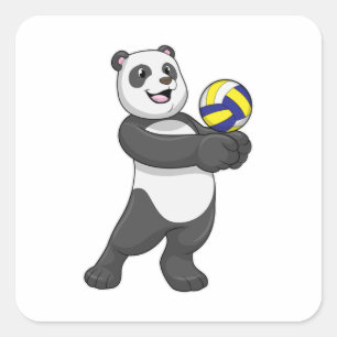 Panda as Volleyball player with Volleyball Square Sticker