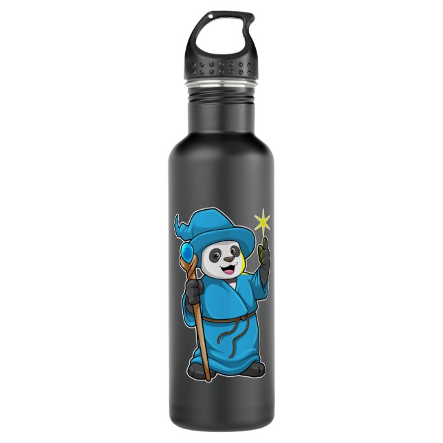 Panda as Wizard with Magic wand 710 Ml Water Bottle (Front)