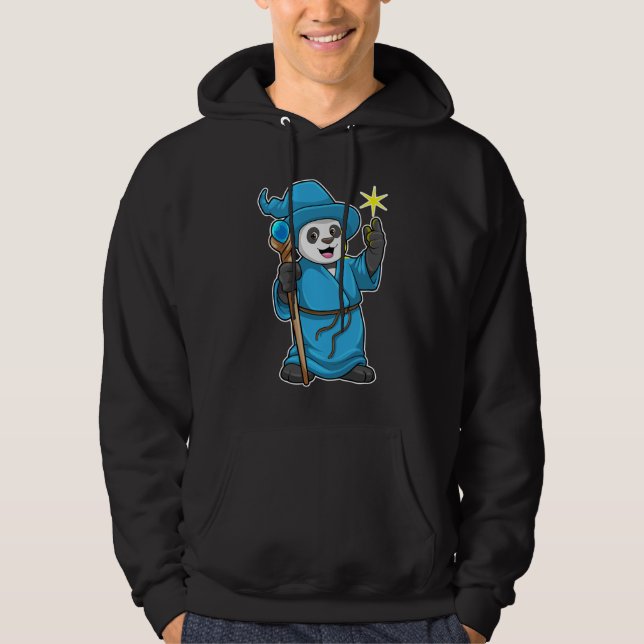 Panda as Wizard with Magic wand Hoodie (Front)