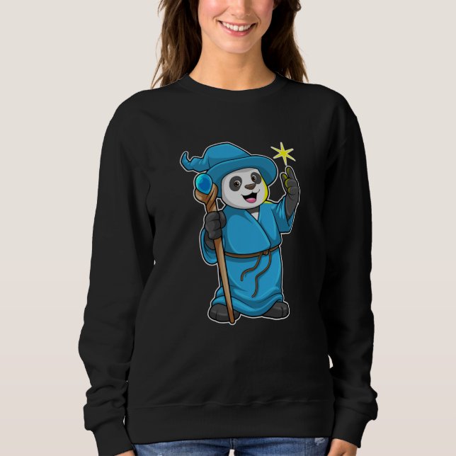 Panda as Wizard with Magic wand Sweatshirt (Front)