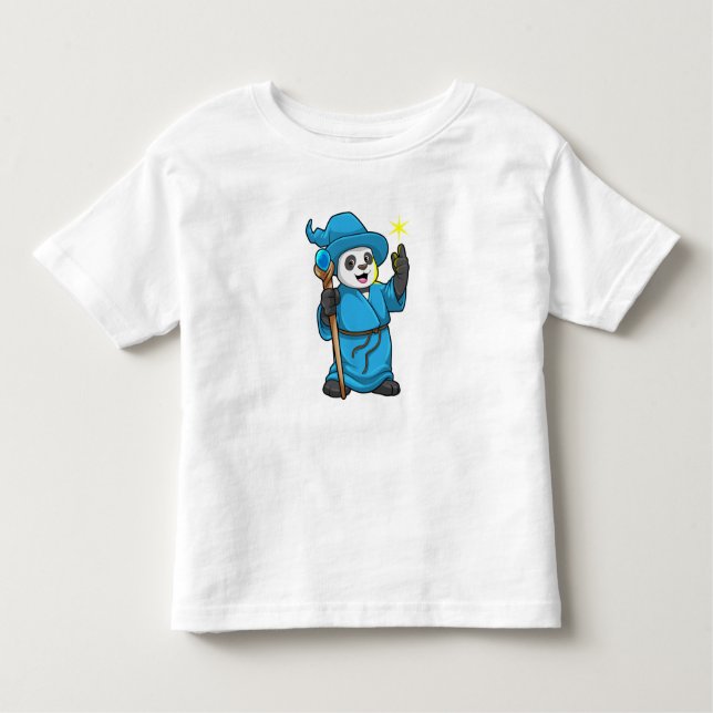 Panda as Wizard with Magic wand Toddler T-Shirt (Front)