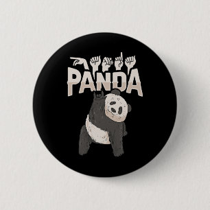 Panda Asl Hand Gesture Deaf Hearing Loss Awareness 6 Cm Round Badge