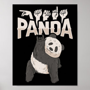 Panda Asl Hand Gesture Deaf Hearing Loss Awareness Poster
