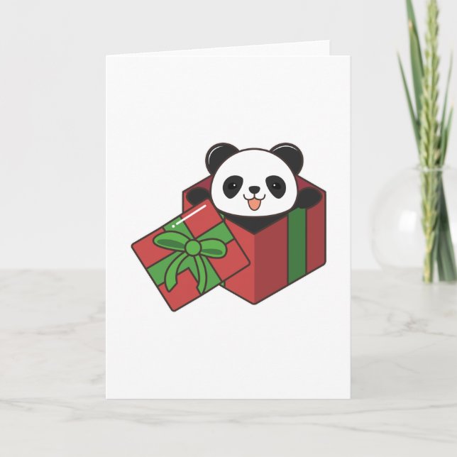 Panda at Birthday in Gift Card (Front)
