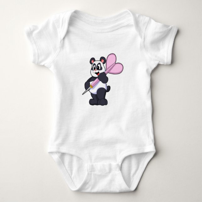 Panda at Darts with Dart Baby Bodysuit (Front)