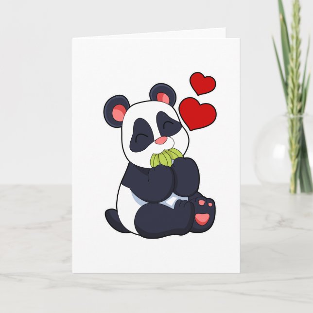 Panda at Eating of Leaves Card (Front)