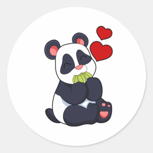 Panda at Eating of Leaves Classic Round Sticker (Front)