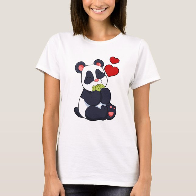 Panda at Eating of Leaves T-Shirt (Front)