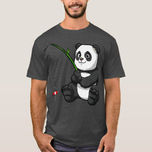 Panda at Fishing with Bamboo Fishing rod T-Shirt